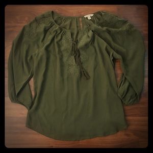 AEO Olive Green 3/4 Sleeve Shirt